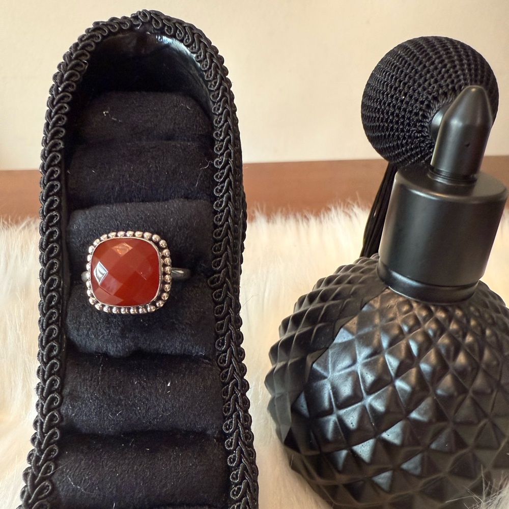 C9 Elegant Faceted Red Onyx Ring set in 92.5% Silver Setting